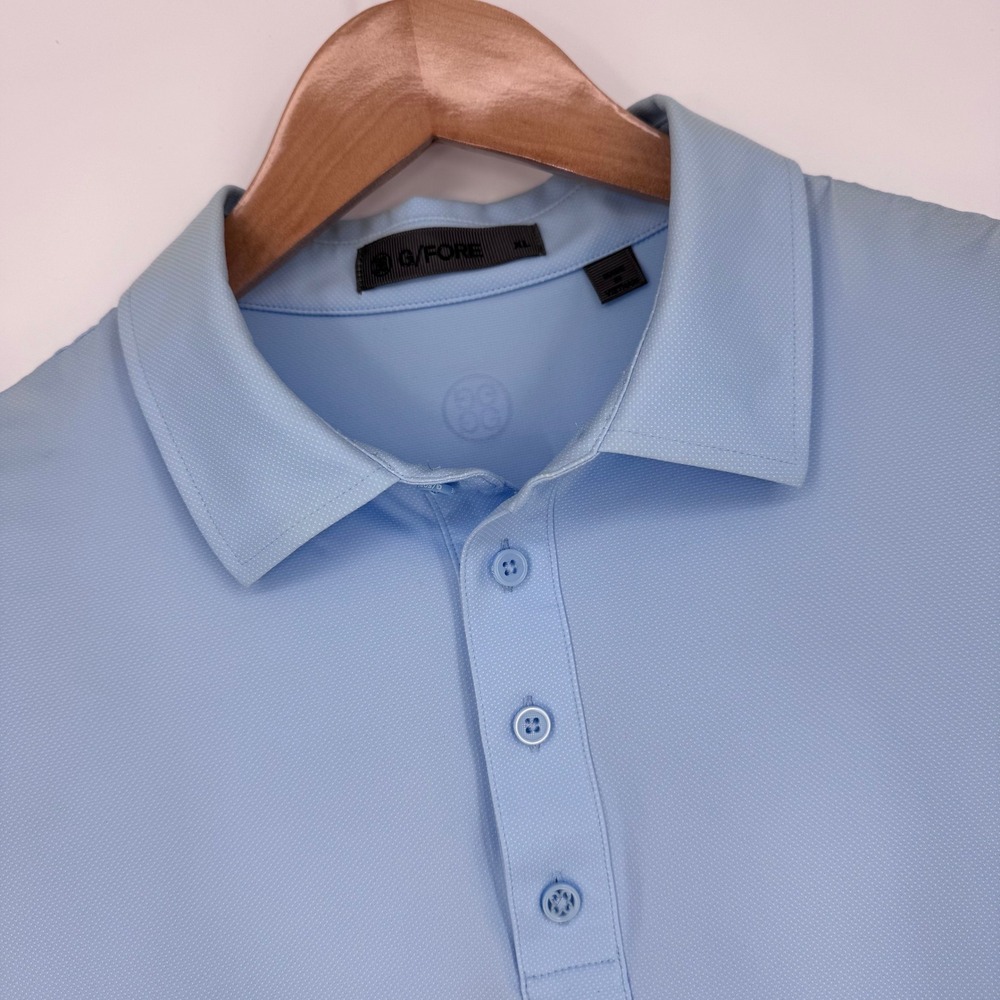 G FORE Polo Shirt Mens XL Blue Baja Performance Stretch Golf Short Sleeve